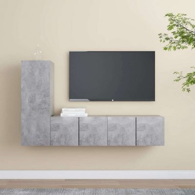 VIDAXL  - Ensemble de meuble tv 3 pcs Gris b&eacute;ton Agglom&eacute;r&eacute; Gris b&eacute;ton