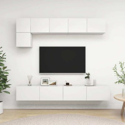 VIDAXL  ensemble de meuble tv 5 pcs blanc agglom&eacute;r&eacute;