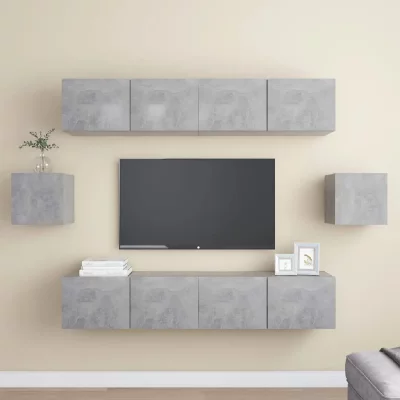 VIDAXL  Ensemble de meubles TV 6 pcs Gris b&eacute;ton Bois d'ing&eacute;nierie3079103 
