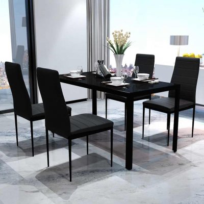 Vidaxl - Ensemble de table pour salle &agrave; manger cinq pi&egrave;ces noir Noir
