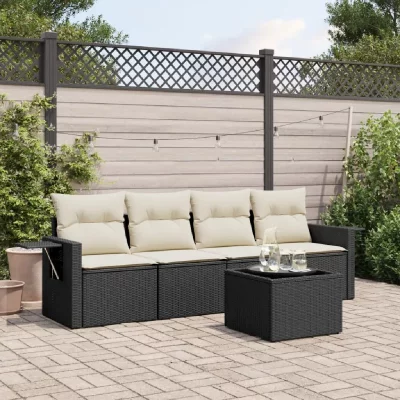 VIDAXL  Ensemble Salon de Jardin 5 pcs - Noir