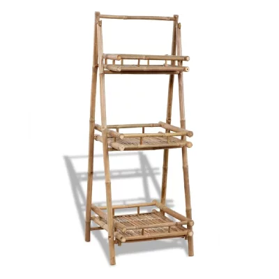 VIDAXL  &eacute;tag&egrave;re &agrave; plantes pliable 3 niveaux bambou 41493