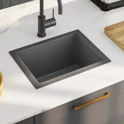 VIDAXL  &Eacute;vier de cuisine fait main avec cr&eacute;pine Noir Acier inoxydable