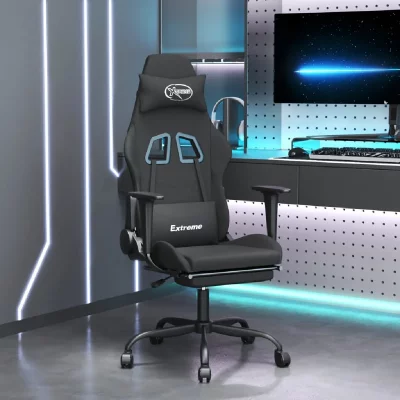 VIDAXL  Fauteuil De Jeu Pivotant Avec Repose-Pied Noir Tissu