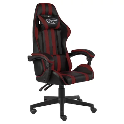 VIDAXL  fauteuil de jeux vid&eacute;o noir et rouge bordeaux similicuir 20525