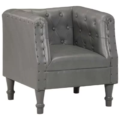 VIDAXL  fauteuil gris cuir v&eacute;ritable 286591