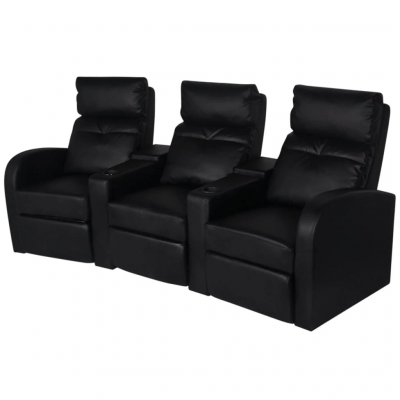 VIDAXL  fauteuil inclinable &agrave; 3 places cuir synth&eacute;tique noir 242002