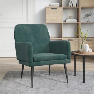 VIDAXL  fauteuil vert fonc&eacute; 62x79x79 cm velours