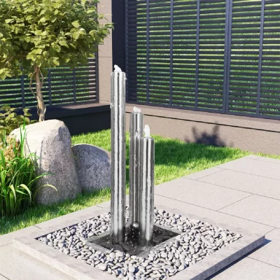 VIDAXL  Fontaine de jardin en acier inoxydable Argent&eacute; 48 x 34 x 88 cm