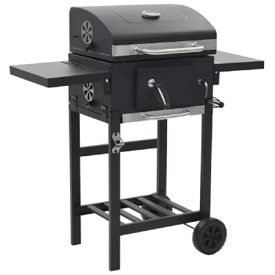 VIDAXL  Gril de barbecue au charbon de bois et &eacute;tag&egrave;re inf&eacute;rieure Noir 