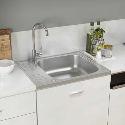 VIDAXL  jeu d'&eacute;vier de cuisine et &eacute;gouttoir argent&eacute; 500x600x155 mm inox