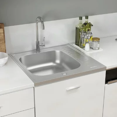 VIDAXL  jeu d'&eacute;vier de cuisine et &eacute;gouttoir argent&eacute; 600x600x155 mm inox