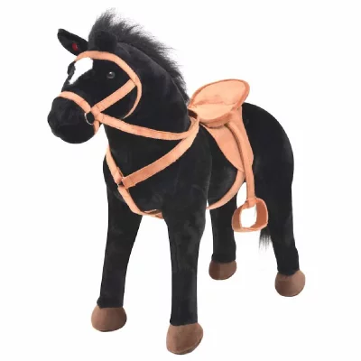 VIDAXL  jouet en peluche cheval noir 91310