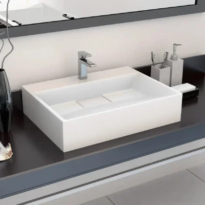 Vidaxl lavabo 50x38x13 cm fonte min&eacute;rale/marbre blanc 144063