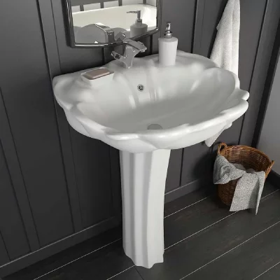 Vidaxl lavabo autoportant avec socle c&eacute;ramique blanc 580x510x200 mm 143005