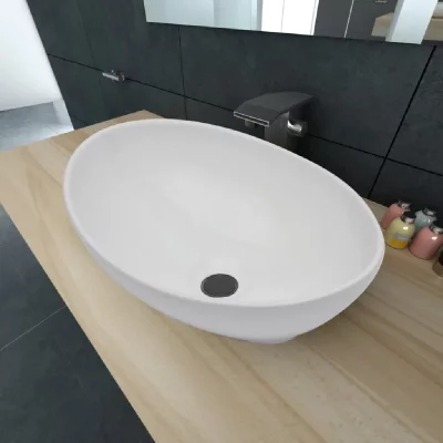 Vidaxl - Lavabo en forme ovale C&eacute;ramique 40 x 33 cm Blanc Blanc