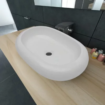 Vidaxl - Lavabo en forme ovale C&eacute;ramique 63 x 42 cm Blanc White