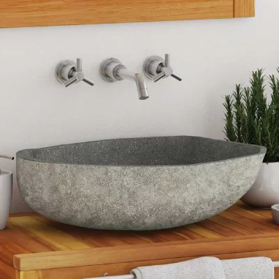 Vidaxl lavabo en pierre de rivi&egrave;re ovale 45-53 cm 242668