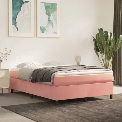 VIDAXL  - Lit &agrave; sommier tapissier avec matelas Rose 140x190 cm Velours