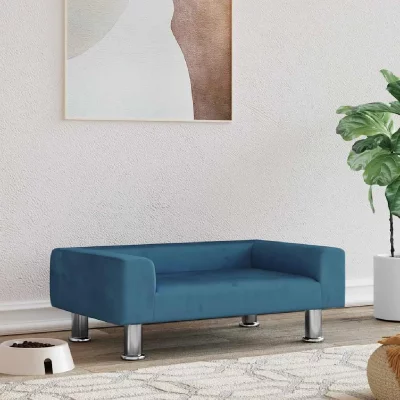VIDAXL  Lit Pour Chien Bleu 70x45x26,5 Cm Velours