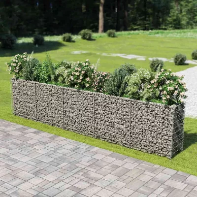 VIDAXL  lit sur&eacute;lev&eacute; &agrave; gabion acier galvanis&eacute; 450x50x100 cm 143564