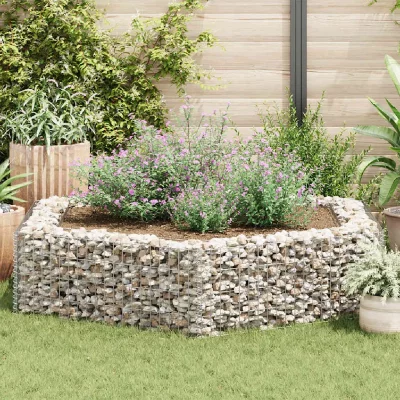 VIDAXL  lit sur&eacute;lev&eacute; &agrave; gabion hexagonale 200x173x40 cm 142536