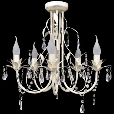 VIDAXL  lustre suspendu en cristal 5 douilles d'ampoule 240687