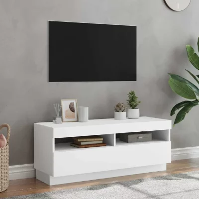 VIDAXL  - Meuble tv avec lumi&egrave;res led Blanc 100x35x40 cm