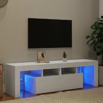VIDAXL  meuble tv avec lumi&egrave;res led blanc 140x36,5x40 cm