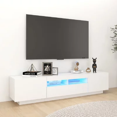 VIDAXL  - Meuble tv avec lumi&egrave;res led Blanc 180x35x40 cm