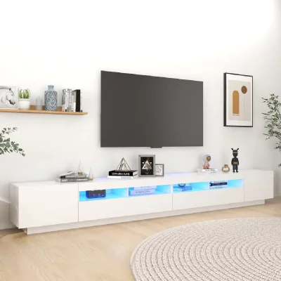 Vidaxl - Meuble tv avec lumi&egrave;res led Blanc 300x35x40 cm Blanc