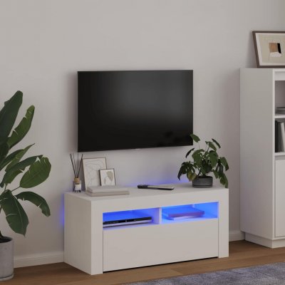 VIDAXL  meuble tv avec lumi&egrave;res led blanc 90x35x40 cm