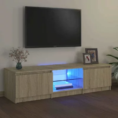 VIDAXL  meuble tv avec lumi&egrave;res led ch&ecirc;ne sonoma 140x40x35,5 cm
