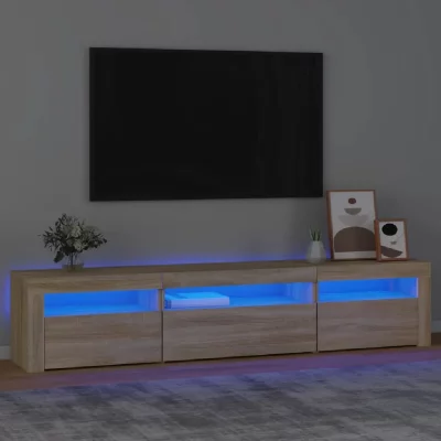 VIDAXL  meuble tv avec lumi&egrave;res led ch&ecirc;ne sonoma 195x35x40 cm