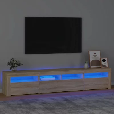 VIDAXL  meuble tv avec lumi&egrave;res led ch&ecirc;ne sonoma 210x35x40 cm