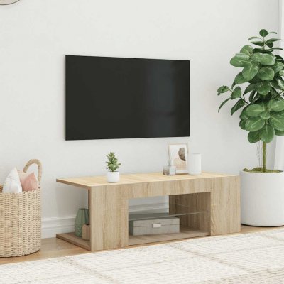 VIDAXL  meuble tv avec lumi&egrave;res led ch&ecirc;ne sonoma 90x39x30 cm