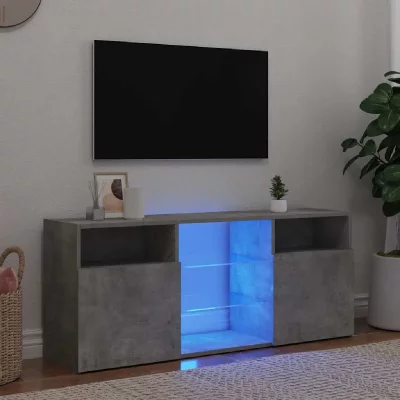VIDAXL  meuble tv avec lumi&egrave;res led gris b&eacute;ton 120x30x50 cm