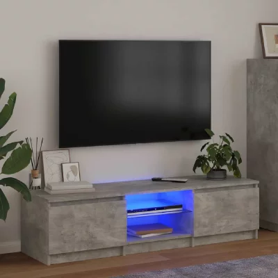VIDAXL  meuble tv avec lumi&egrave;res led gris b&eacute;ton 140x40x35,5 cm