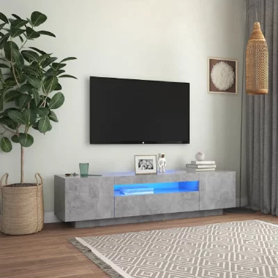 VIDAXL  meuble tv avec lumi&egrave;res led gris b&eacute;ton 160x35x40 cm