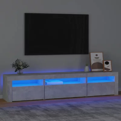 VIDAXL  meuble tv avec lumi&egrave;res led gris b&eacute;ton 195x35x40 cm