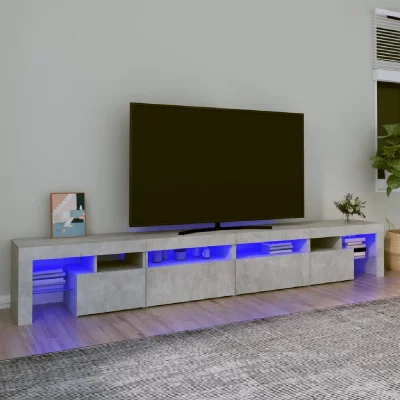 VIDAXL  meuble tv avec lumi&egrave;res led gris b&eacute;ton 260x36,5x40 cm