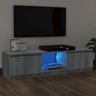 VIDAXL  meuble tv avec lumi&egrave;res led sonoma gris 120x30x35,5 cm