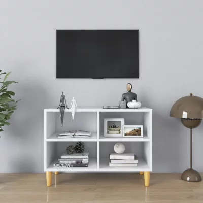 VIDAXL  meuble tv avec pieds en bois massif blanc 69,5x30x50 cm