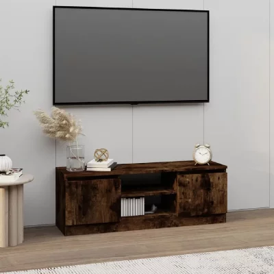 VIDAXL  - Meuble tv avec porte Ch&ecirc;ne fum&eacute; 102x30x36 cm