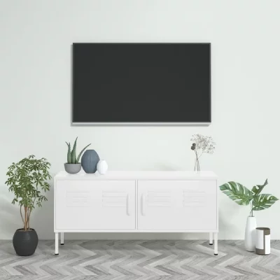 VIDAXL  meuble tv blanc 105x35x50 cm acier