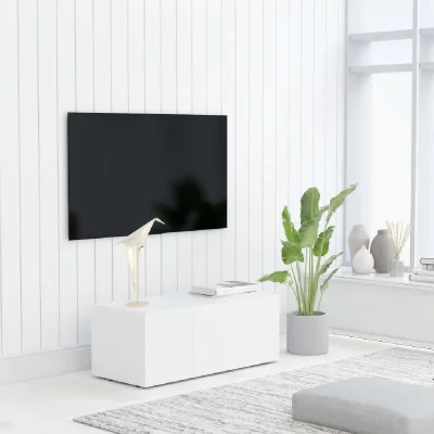VIDAXL  Meuble TV Blanc 80x34x30 cm Panneau agglom&eacute;r&eacute;