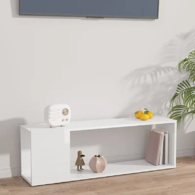 VIDAXL  - Meuble tv Blanc brillant 100x24x32 cm Agglom&eacute;r&eacute;