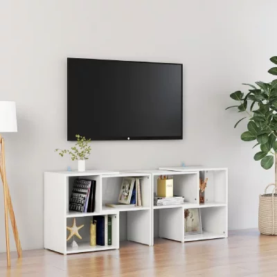VIDAXL  - Meuble tv Blanc brillant 104x30x52 cm Agglom&eacute;r&eacute;