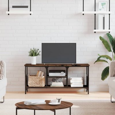 VIDAXL  - Meuble tv ch&ecirc;ne fum&eacute; 100x35x45 cm bois d'ing&eacute;nierie et fer