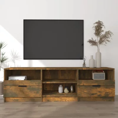 VIDAXL  meuble tv ch&ecirc;ne fum&eacute; 150x33,5x45 cm bois d'ing&eacute;nierie